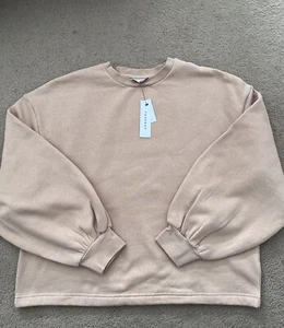 Topshop Womens Bell Sleeve Sweatshirt Top In Beige. U.K. Large BNWT RRP £26! - Picture 1 of 10