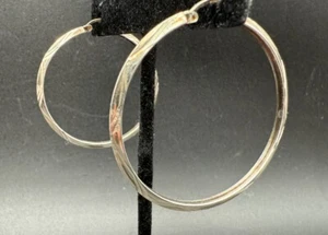 Damen eXtra-Große 925 Sterling Silber Diamantschliff Runde Creolen SS687 - Bild 1 von 6