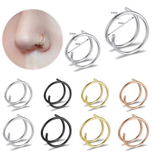 Double Layers Stainless Steel Nose Ring For Women Men 20G Nose Hoop Rings Ear