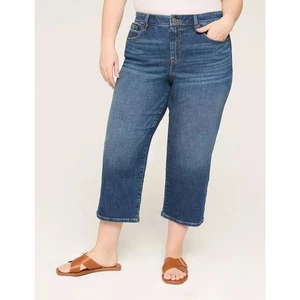 Lane Bryant "Flex Magic Waist Band" Dark Blue Cotton Ankle Jeans Pants size 22 - Picture 1 of 6