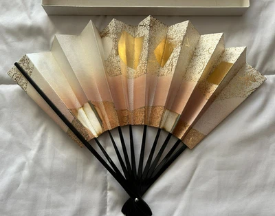 Abanico Plegable Vintage Dorado Japonés Danza Tradicional 11" Largo Sensu Omai Oogi Foto 1 de 4