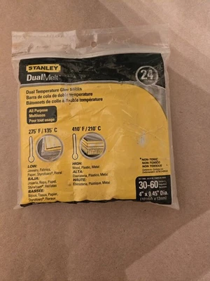 Paquete de 24 varillas de pegamento de doble temperatura Stanley de doble fusión para todo uso de 0,45" x 4" Foto 1 de 3