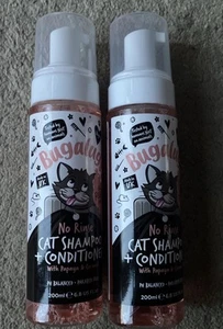 2 X Bugalugs Cat Shampoo + Conditioner Papaya & Coconut 200ml No Rinse New - Picture 1 of 2