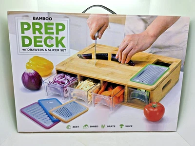 Juego de estación de preparación de comidas Eco Chef tabla de cortar de bambú con cajones y rebanadora 4 en 1 Foto 1 de 3