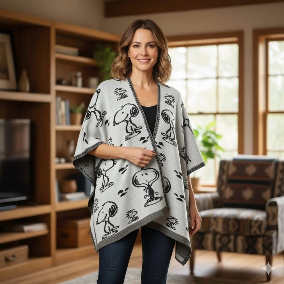 Snoopy design poncho for adults - Image 1 of 1