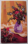 Wedgewood Vase Of Holly Vintage Christmas Greeting Card *Ii11