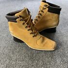 Timberland Premium Ankle Boots 19345 Wedge Wheat Leather Square Toe Size 8.5 M