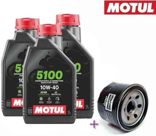 3 Litri OLIO MOTUL 5100 10/40 10W40 4T + FILTRO OLIO SUZUKI V-STROM 650