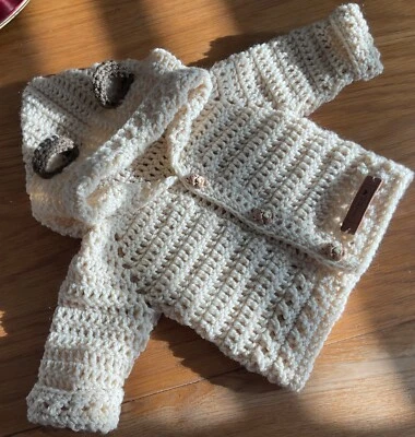 Handmade gift crochet baby  fawn unisex teddy hoodie newborn - Image 1 of 4