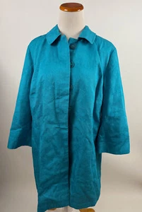 Chico's Blue cotton overcoat jacket Swing Coat size 2 - Women's 12/14 - Picture 1 of 5