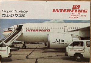 INTERFLUG AIRLINES TIMETABLE SUMMER 1990 IL18 IL62 A310 ROUTE MAP SEAT CHART - Picture 1 of 1