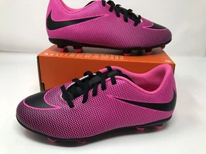 NEW Girl's Nike JR Bravata II FG (844442 600) Pink/Black Soccer Cleats - Picture 1 of 4