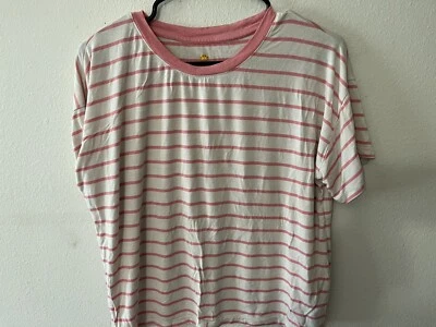 C&C California Pinnk Striped Crew Top Short Sleeve Medium S Women's - Image 1 of 4
