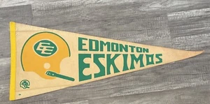Vintage Original CFL Edmonton Eskimos Circa 1970 1 Bar Helmet Team Logo Pennant - Picture 1 of 6