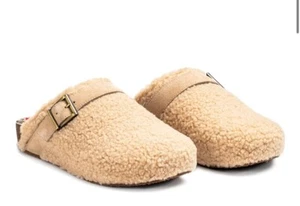 NEW Johnny Was Mono Sherpa Clogs Mules Slides Cream Beige $248 Size 8 - Picture 1 of 5