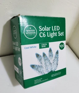 Dazzling Cool White 100 Clear Solar LED C6 Lights Winter Wonderland Lane - Picture 1 of 4