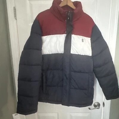 Brand New Red White And Blue Stylish IZOD Designer Mens Puffer Jacket Size Large - Image 1 of 4