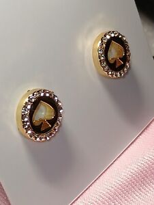 Kate Spade Gold Spade  Earrings Pave' With Crystals  14K Filled TAGS & Dust Bag