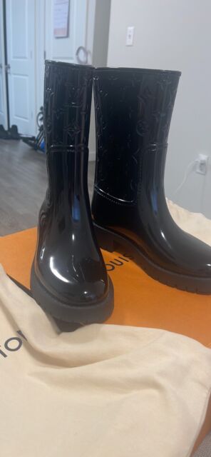 LOUIS VUITTON Rubber Drops Flat Half Boot Black