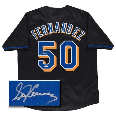 Camiseta de béisbol negra personalizada firmada por Sid Fernández (JSA COA) de los Mets de Nueva York Foto 1 de 4