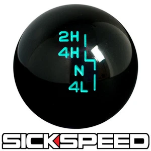 BLACK W TEAL INLAY TRANSFER CASE SHIFT KNOB FOR JEEP YJ TJ JK GEAR SHIFTER - Bild 1 von 1