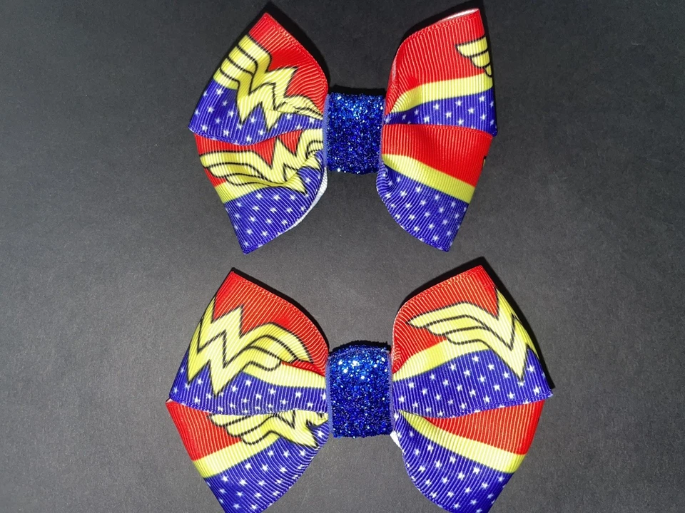 Wonder Woman Hair Bows - Girls Hair Bows - Hair Clips - Super Hero Hair Bows  - Image 1 of 4