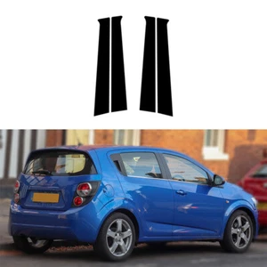 4pc/SET Black Pillar Posts Door Trim Fits For Chevrolet Aveo Hatchback 2011-2015 - Picture 1 of 16