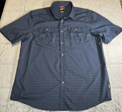 Camisa informal Gerry para hombre azul oscuro manga corta abotonada talla grande L Foto 1 de 4