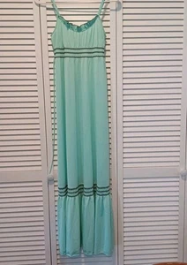 Vintage Nachthemd Jolie Two türkis/mintgrün 48" lang 100% Seide braun rouge  - Bild 1 von 5