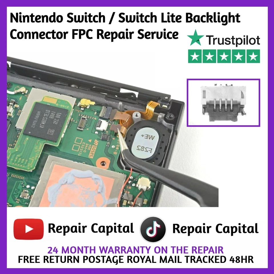 Nintendo Switch / Switch Lite Backlight Connector FPC Repair Service UK SAMEDAY - Image 1 of 1