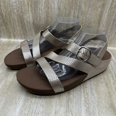 Fitflop The Skinny Z-Cross Sandals Bronze Snake Reptile Strappy Sz US 11, EUR 4 - Image 1 of 4