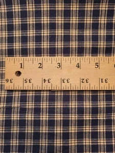 Homespun Cotton Plaid Fabric Navy and Natural By The Yard New - Picture 1 of 3