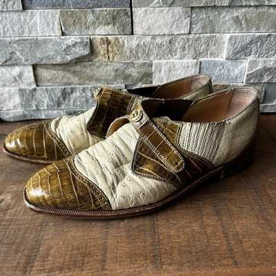 DAVID EDEN Genuine Ostrich Lizard Lace Up Crocodile Dress Shoes Size 9 - Image 1 of 4