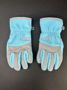 North Face Youth Girls Denali Thermal Glove Light Blue Gray Sz Small 7/8 EUC - Picture 1 of 6