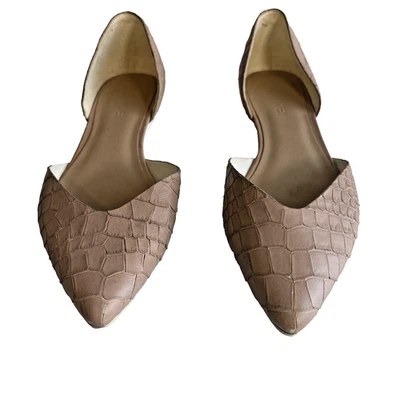 Vince. Zapatos planos Tara D’Orsay 9M beige serpiente cuero en relieve punta Foto 1 de 4