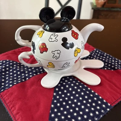 Disney Mickey Mouse, Tea For One, Cup & Teapot Saucer Set Mint Rare - Image 1 of 4