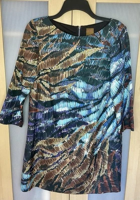 Vestido Vaina Ali Ro Para Mujer 100% Seda Multicolor Talla 6 Boho Fiesta Boda Arte Foto 1 de 4