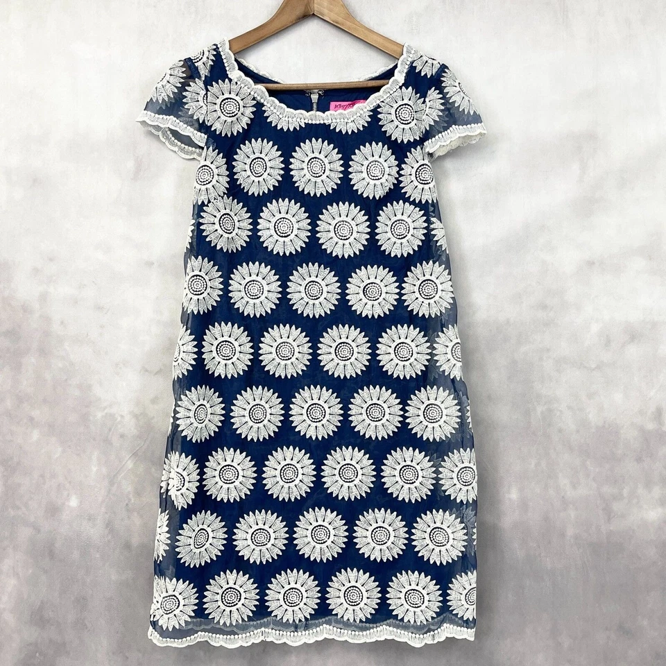 Betsey Johnson Dizzy Daisy Dress Womens 6 Embroidered Mesh Whimsigoth Fairycore - Image 1 of 4