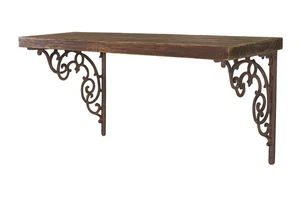 Rustic Cast Iron Shelf Brackets 11.25"x9.25" Heavy Duty Scroll Wall Mount Pair - Picture 1 of 3