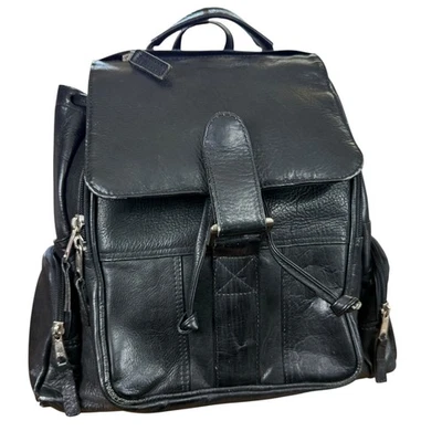 Latico NJ EE. UU. Mochila de Cuero Negro Bolso de Mano Viaje Escolar Unisex Cordón Foto 1 de 4