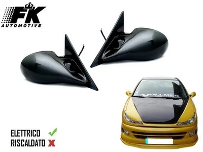 Specchietti Sportivi Tuning Peugeot 206 Berlina 1998-2003 Elettrici Verniciabili - Immagine 1 di 4