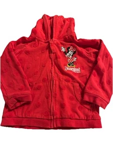 Disney Parks Minnie Mouse Red Polka Dot Hoodie Sweatshirt Zip Jacket 18 Months. - Picture 1 of 5