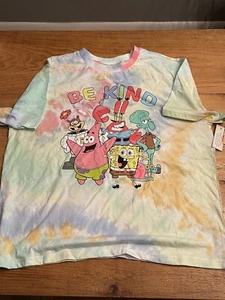 SpongeBob SquarePants small Be Kind Graphic Tie-Dye Tee Shirt NWT - Picture 1 of 5