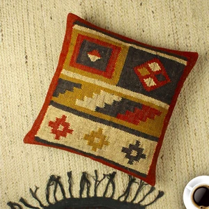 Red 18x18 " Cushion Cover Kilim Geometric Handmade Oushak Throw Pillow Shams - Foto 1 di 4
