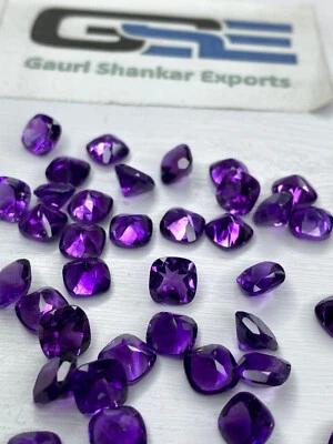 AMETHYST FACETED CUSHION CUT LOOSE GEMSTONE 7x7MM -13x13MM NATURAL CALIBRATED DG - Image 1 of 4