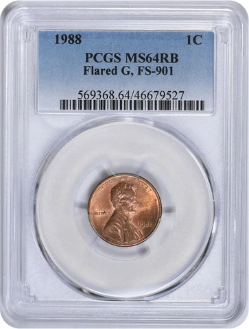 1988 Lincoln Cent Flared G FS-901 MS64RB PCGS Cover