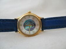 Le Bijou Watch Blue Buckle Band Round Mother of Pearl Face Roman Numerals
