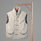 Corduroy Waistcoat Waistcoat Mens Chinese Retro Down Disc Buckle Warm Gilet Vest