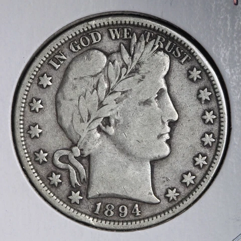 1894 Barber Silver Half Dollar CHOICE VF E282 ZBX Cover
