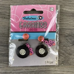 Fabulous 50’s Record Earrings Halloween Costume Accessories Cosplay Dress Up - Picture 1 of 5
